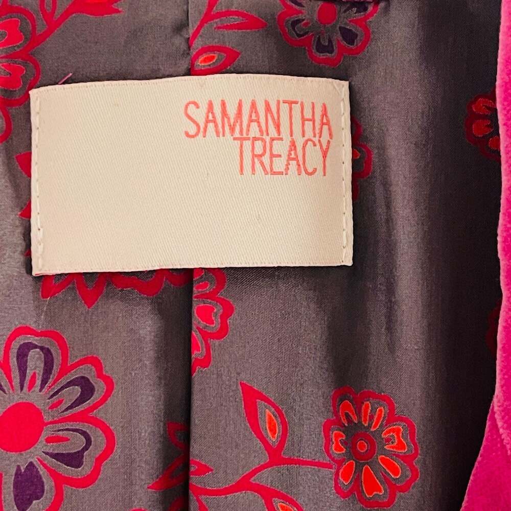Samantha Treacy Women's Hot Pink Velvet Blazer Jacket with Floral Lining