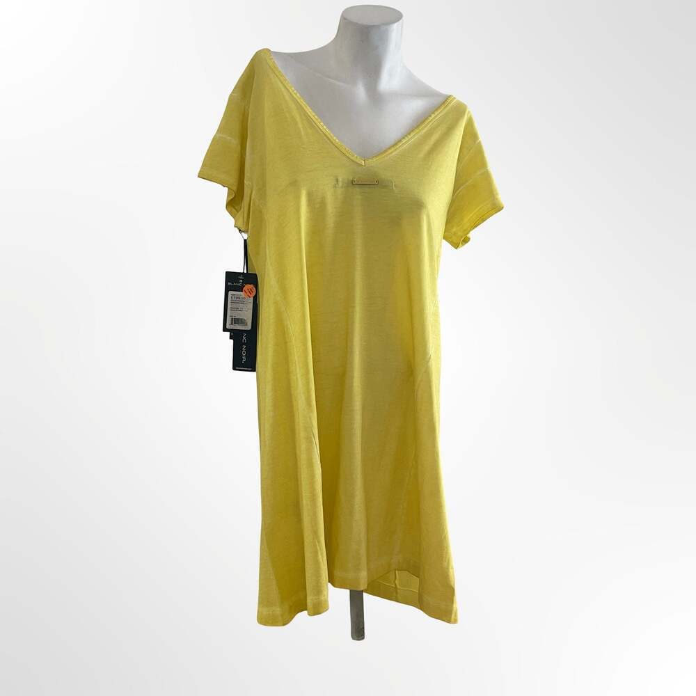 Blanc Noir Women's Vintage Wash T-Shirt Dress in Goldfinch Yellow