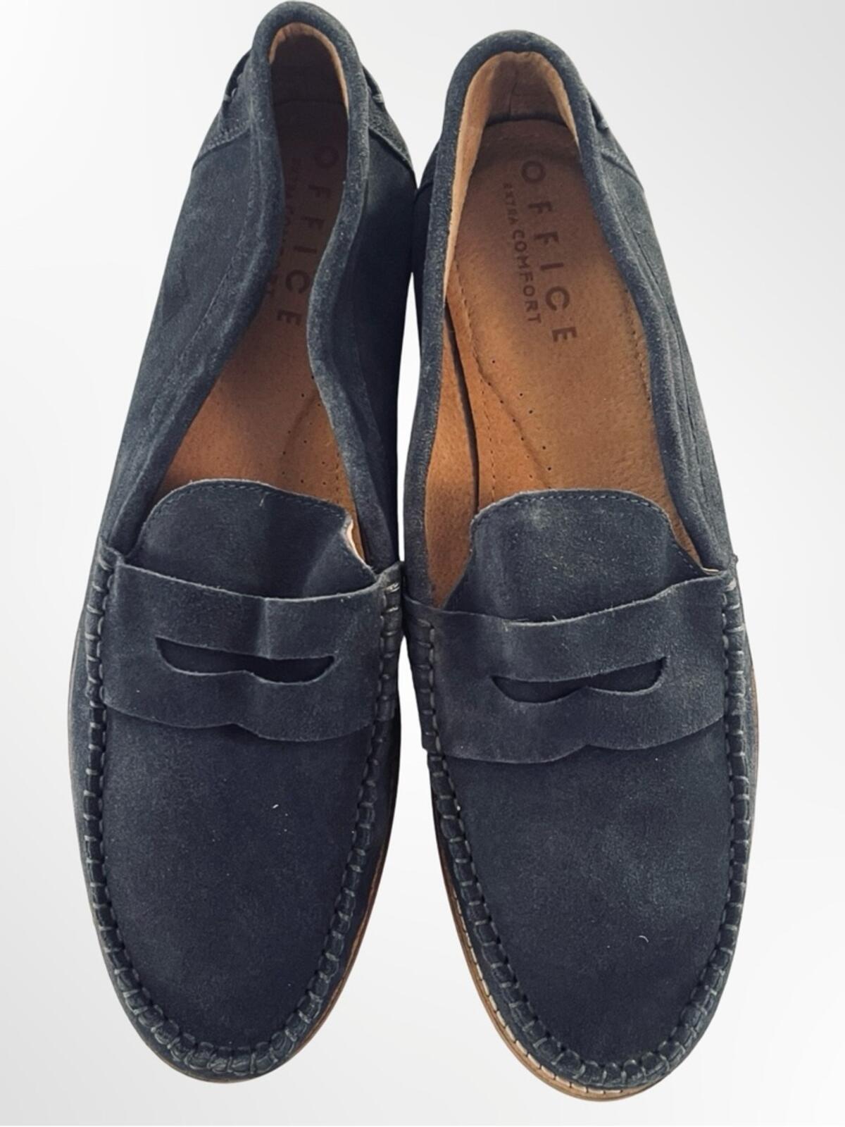 Office London Men's Suede Penny Loafers - Dark Blue in 12
