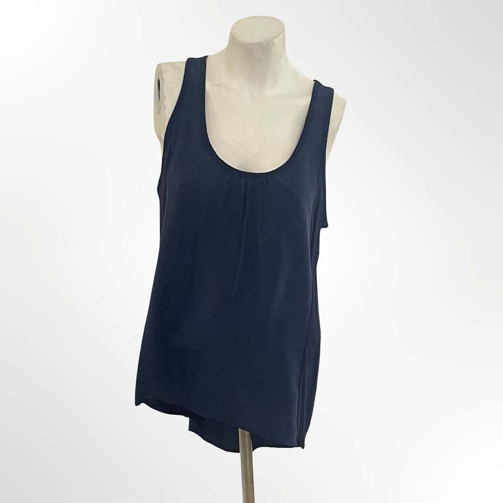 Soft Joie Navy Silk and Linen Blend Hi-Lo Tank Top Size Small