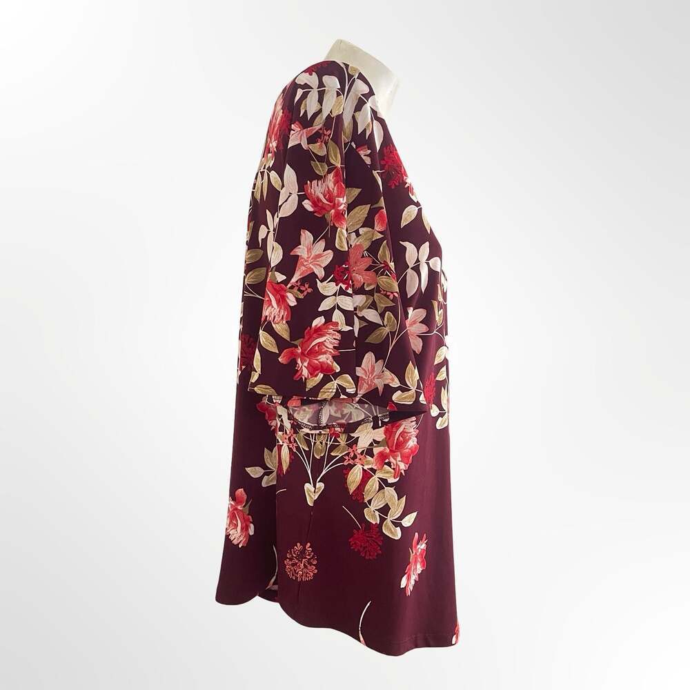 Charter Club Womens L Red Combo Printed Blouse Top