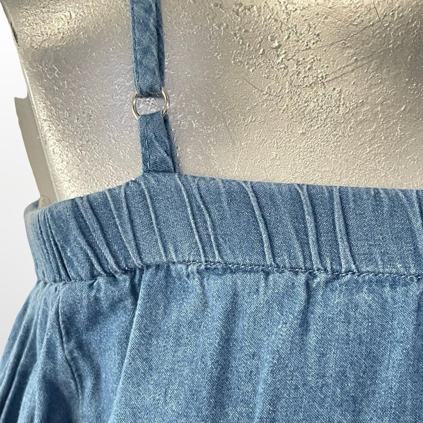 Denim Blue Off-Shoulder Bell Sleeve Top