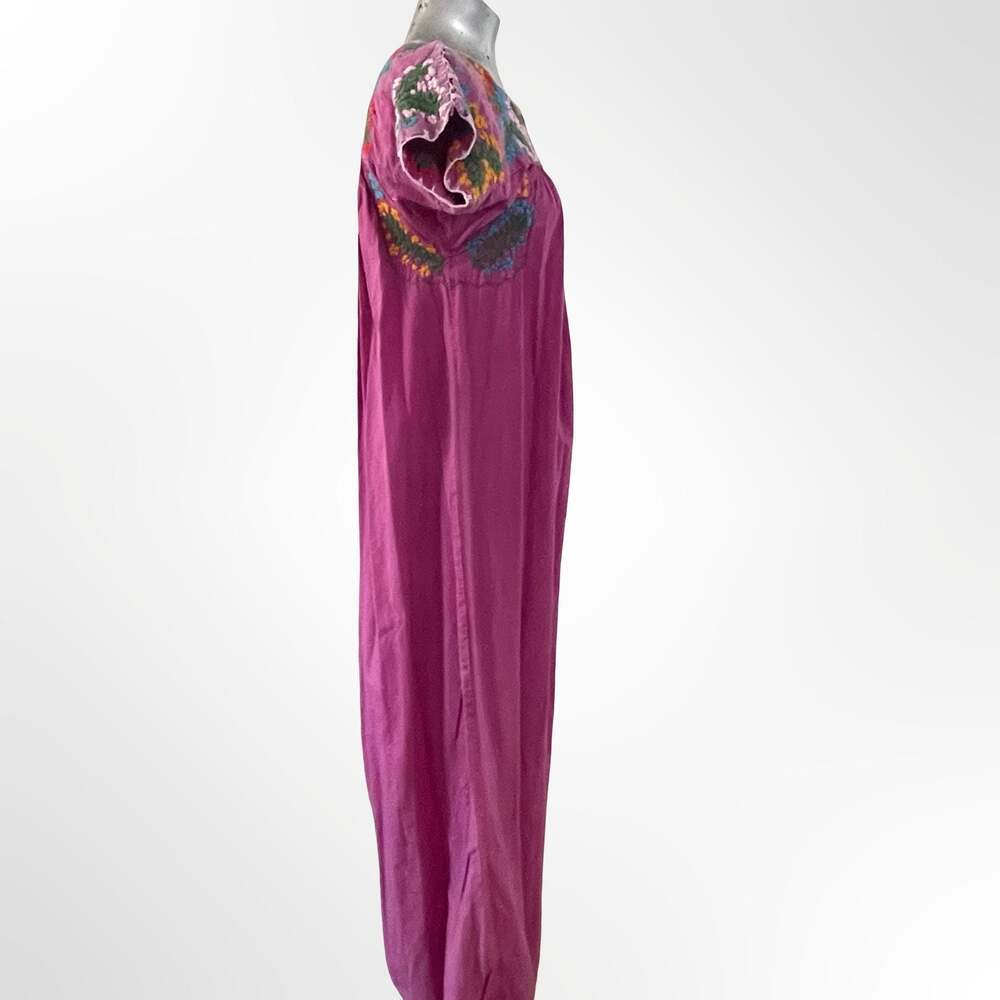 Vintage Hand-Embroidered Mexican San Antonino Cotton Maxi Dress