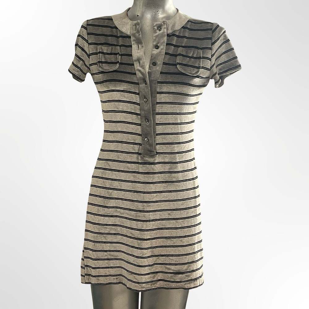 Vintage Striped Velour Polo Mini Dress