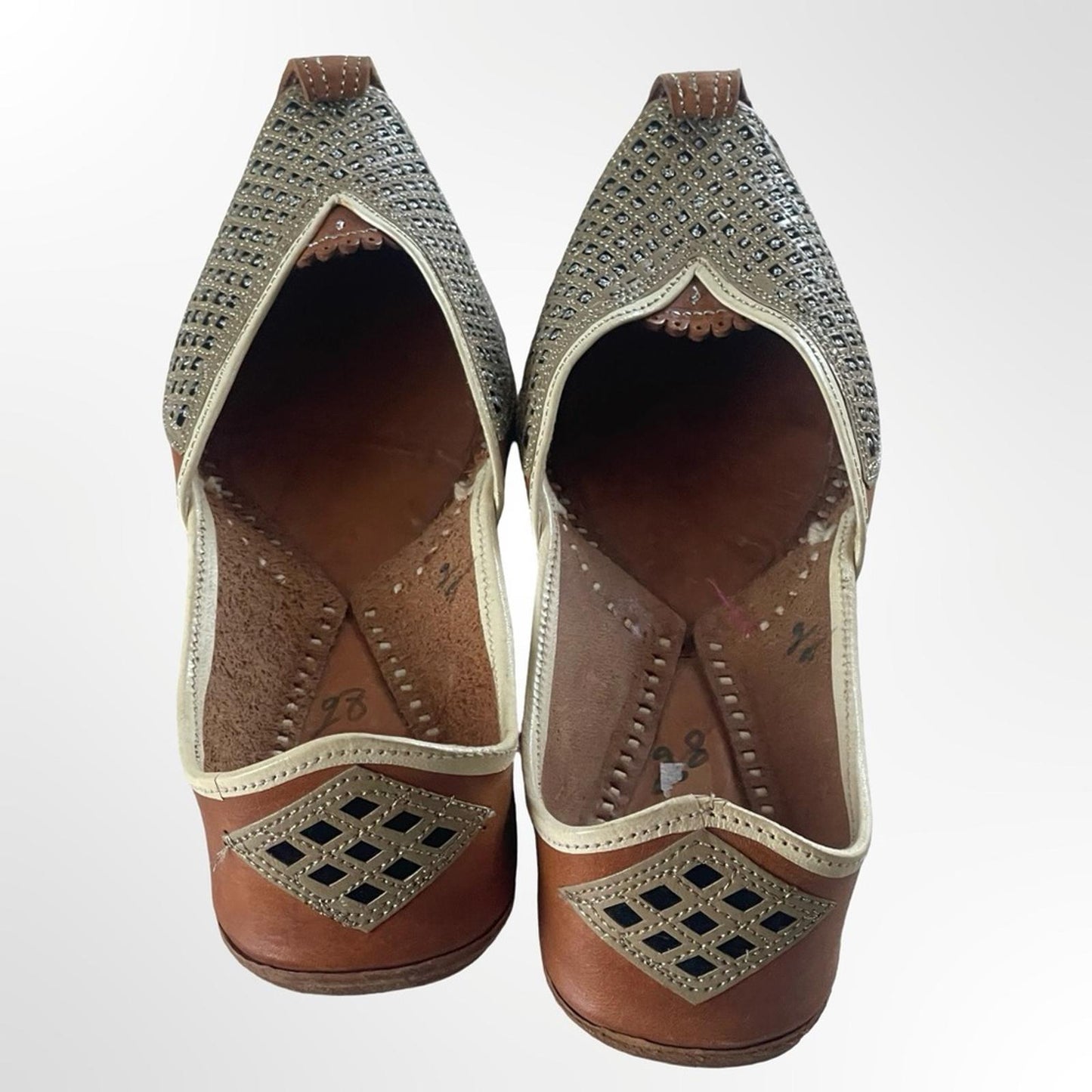 Handmade in Morocco Elegant Brown and Cream Women's shoes