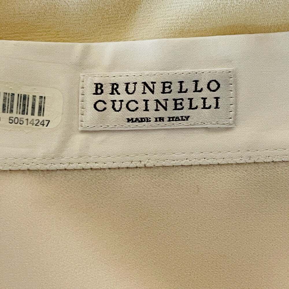 Brunello Cucinelli Women's 100% Silk Two-Tone Blouse with Monili Beaded Collar D