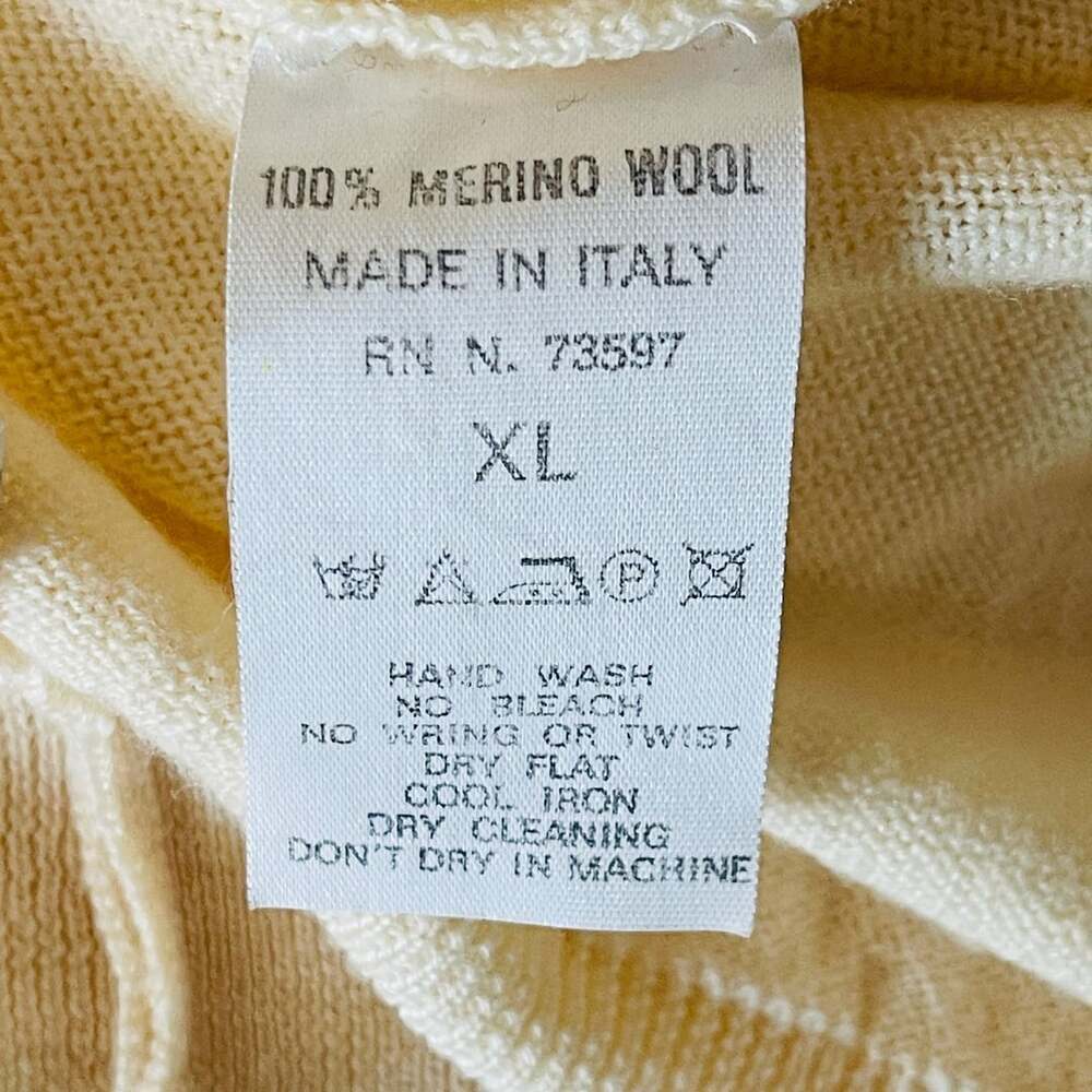 Vintage Raffini Linea Uomo Cream V-Neck Sweater w Art Deco Graphic