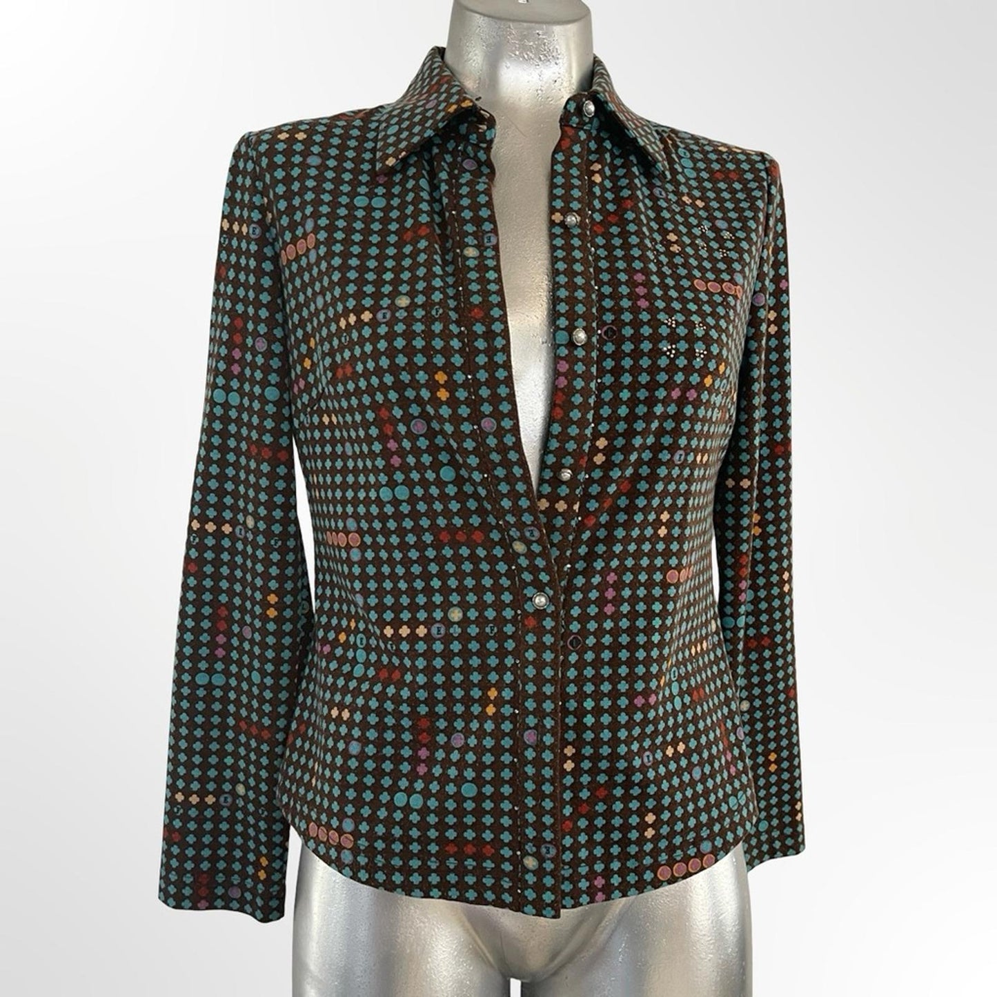 Vintage Stylish Green Polka Dot Women's Jacket in size M
