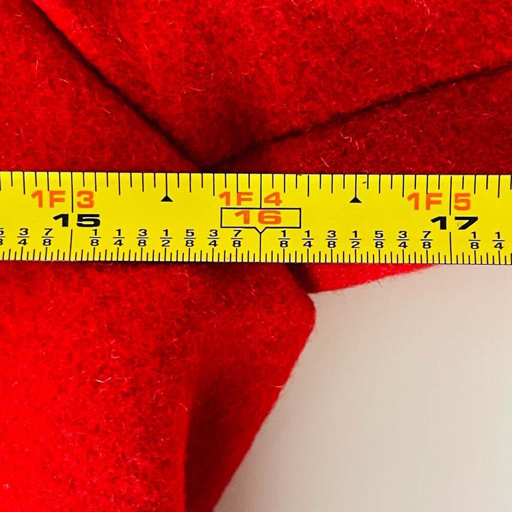 Vintage Red Wool Belted Long Trench Coat