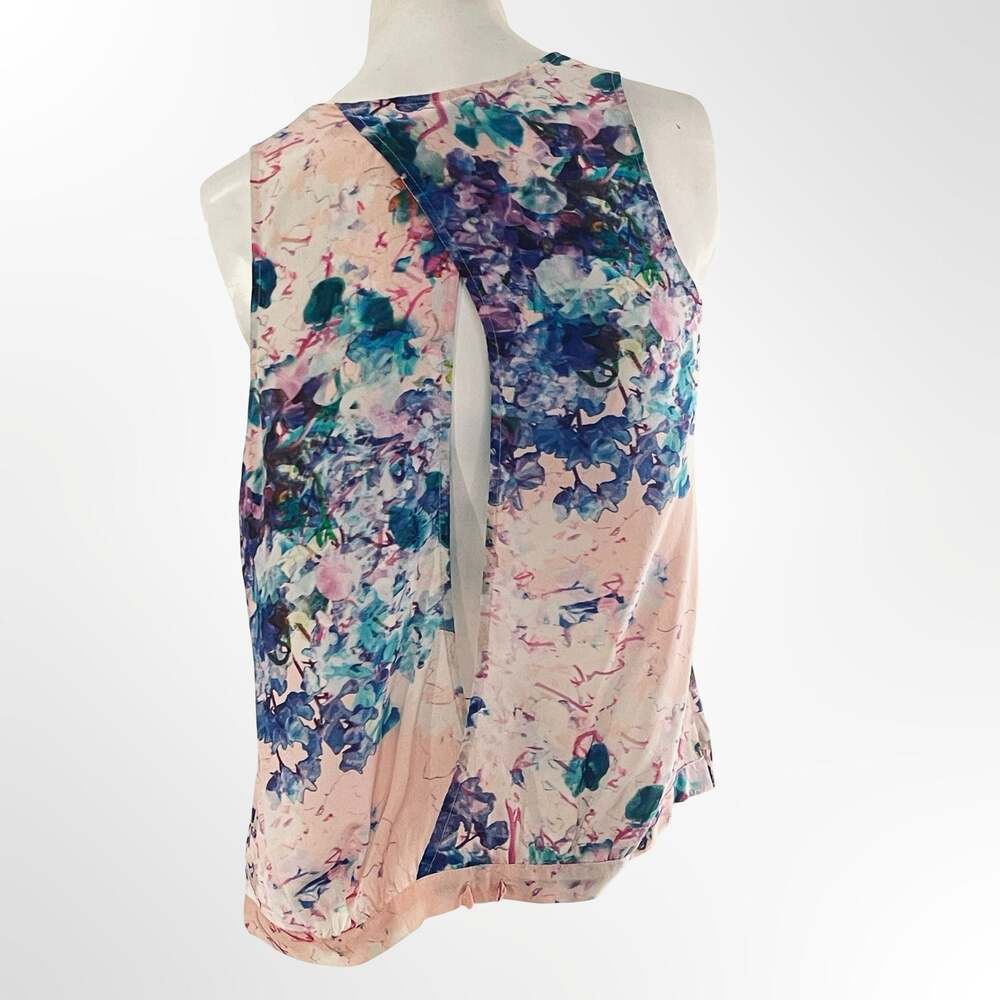 Parker Asher Silk Floral Cutout Back Tank Top