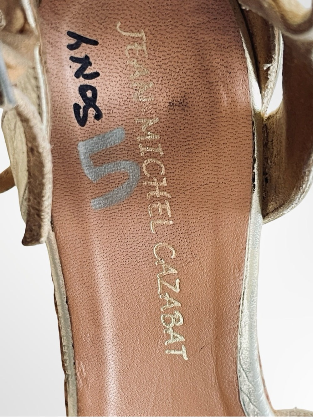 Jean Michael Cazabat Metallic Gold Cork Wedge Sandals in size 5.5