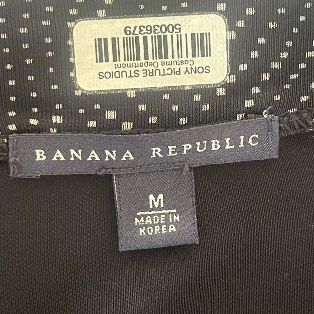 Banana Republic Black Metallic Dot Print V-Neck Midi Wrap Dress