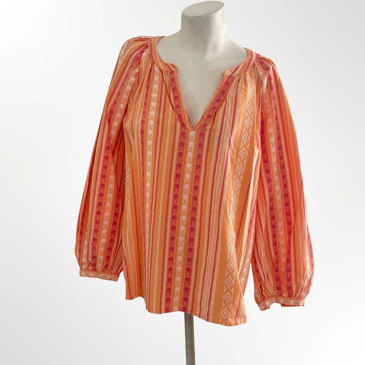 Elegant Style & Co. orange striped peasant blouse