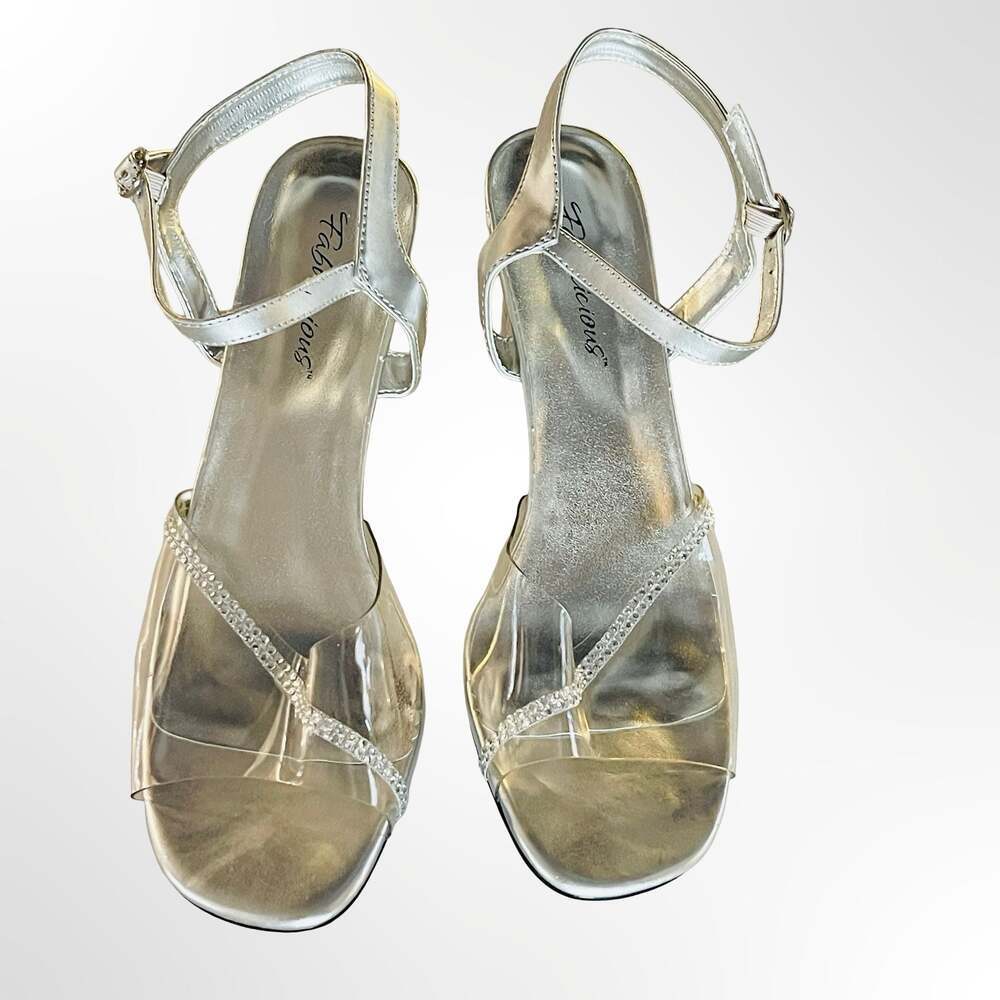 Fabulicious Romance-308R Rhinestone Accent Clear Lucite Block Heel Sandals