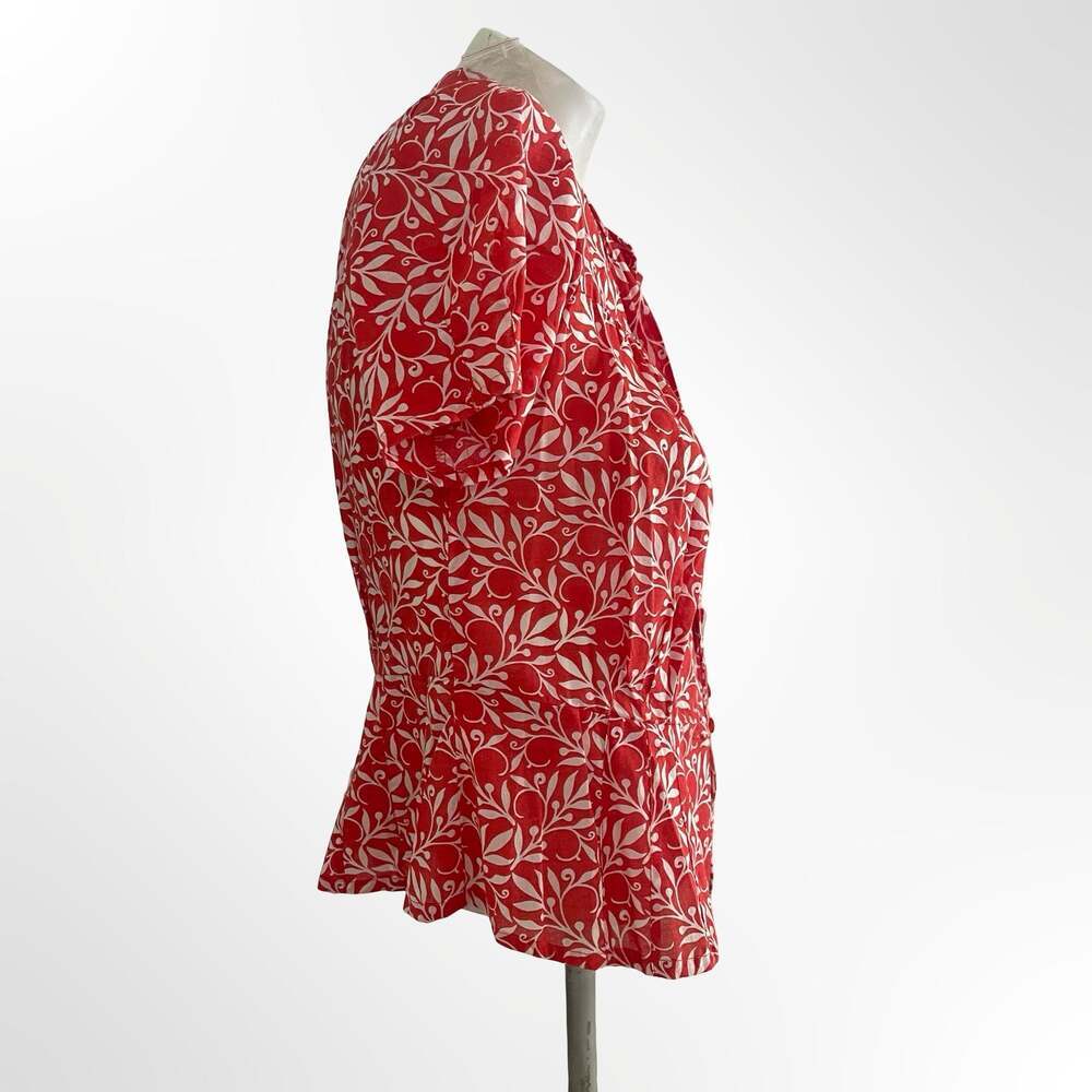 Red Printed Summer Top with neck tie feature