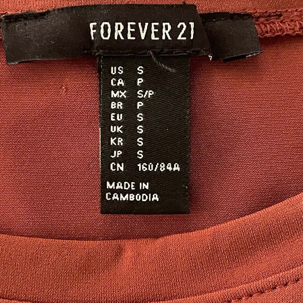 Forever21 Dress Womens M Brick Red Long Sleeve Crew Neck Short