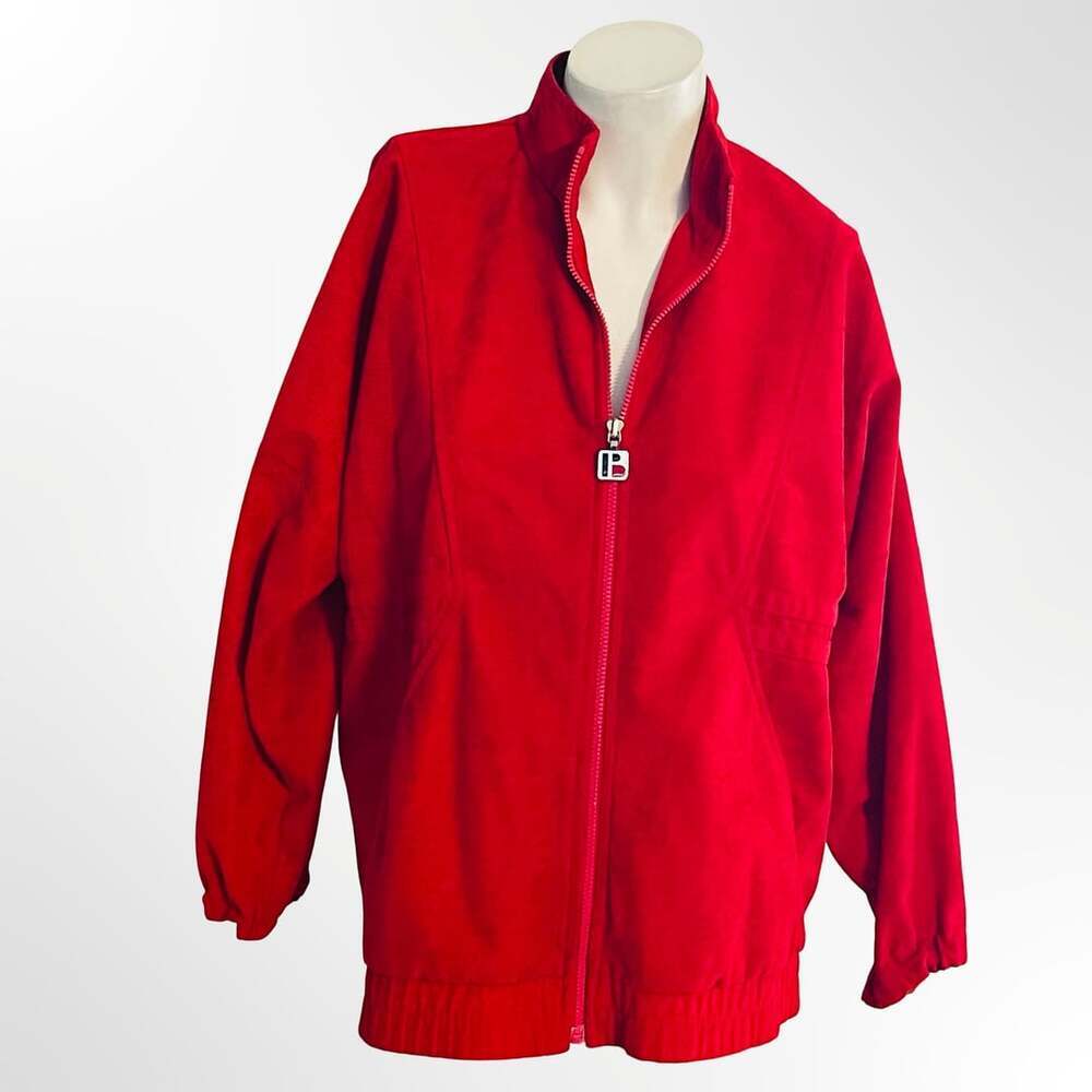 Vintage Red Bomber Jacket with Mock Neck