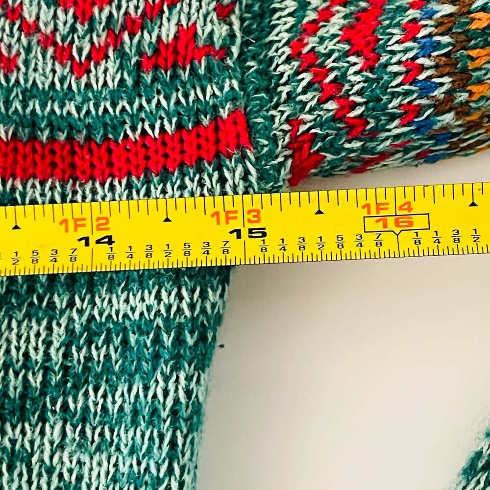 Vintage Aztec V-Neck Pullover Sweater Teal Size M