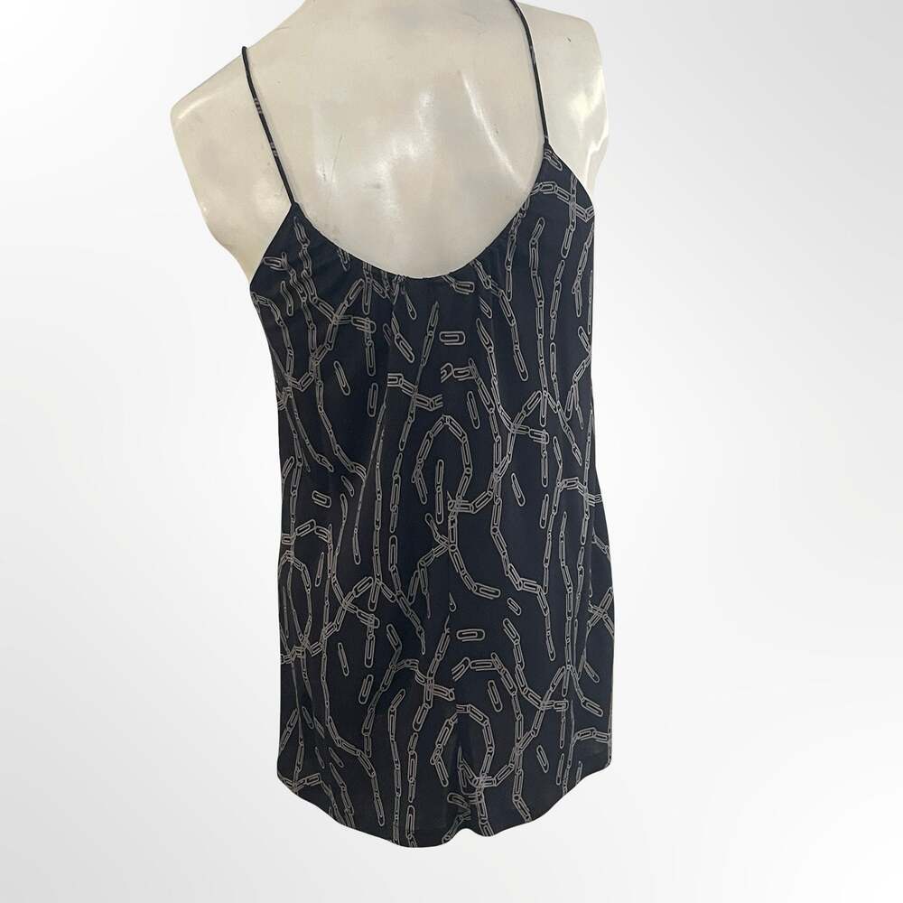 Tucker Black Paperclip Chain Print Silk Camisole Tank Top