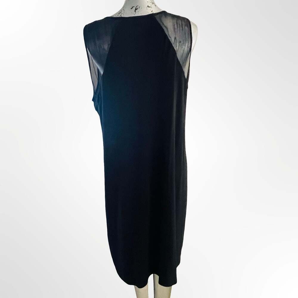 Eileen Fisher Black Silk Mesh Shoulder Sleeveless Midi Dress Size XL