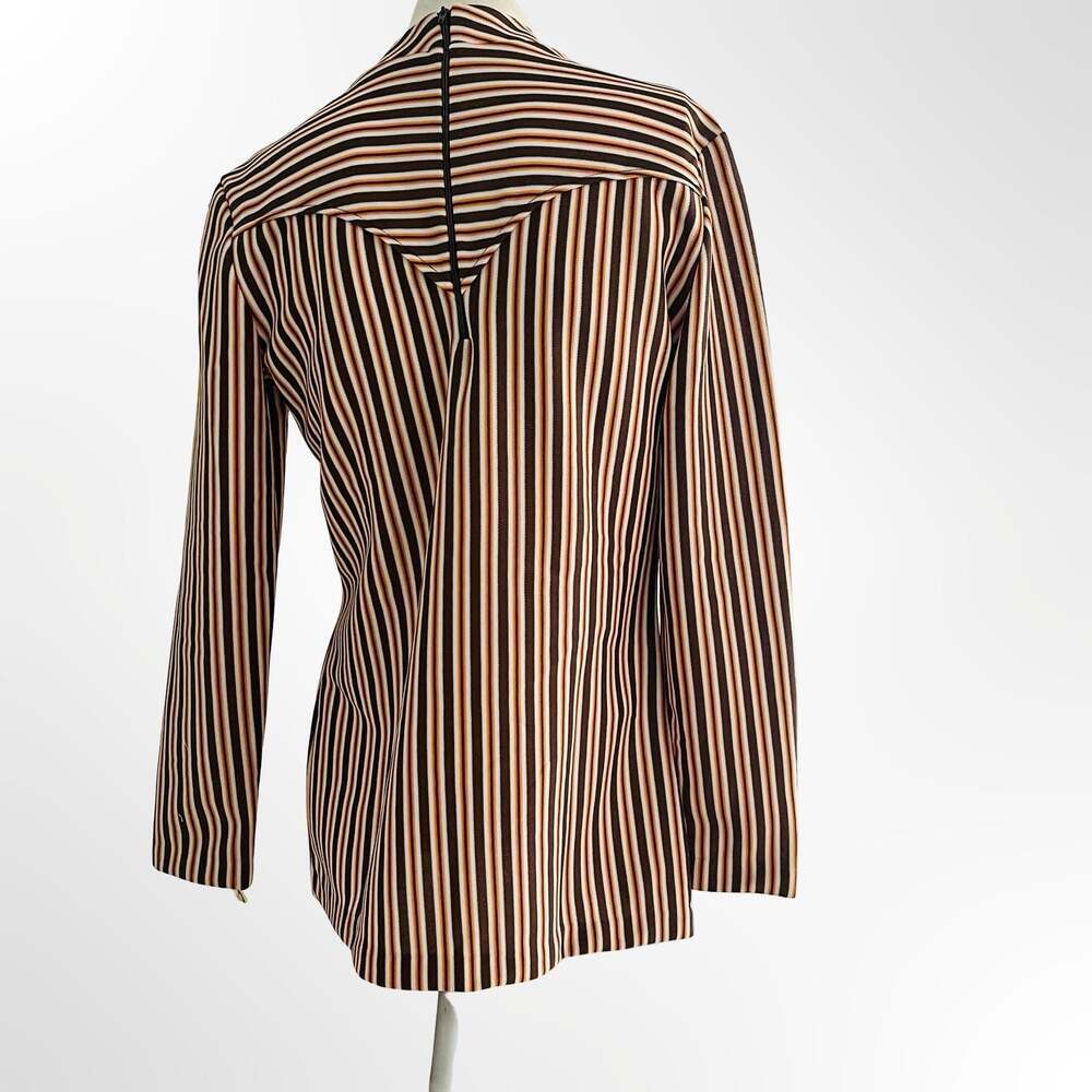 Vintage H Bar C California Ranchwear Striped Mock Neck Long Sleeve Top M