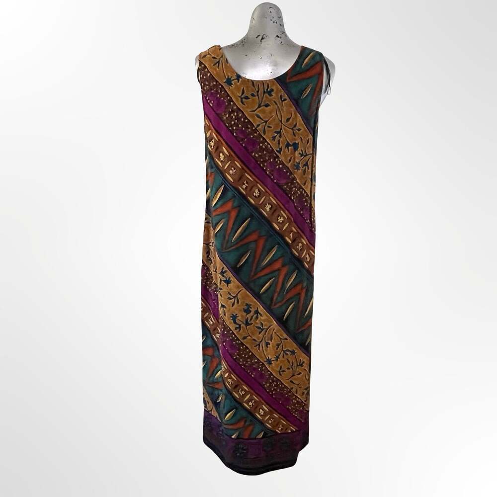 Vintage Karin Stevens 2-Piece Sleeveless Maxi Dress and Short Sleeve Topper Set
