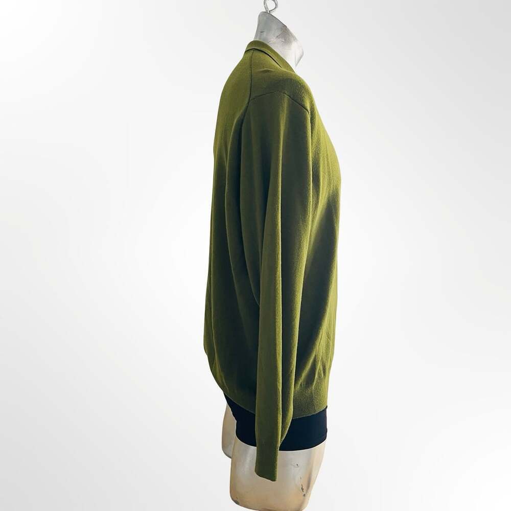 Alfani Men's Long Sleeve Knit Polo Sweater in Olive Green Merino Wool Size XL