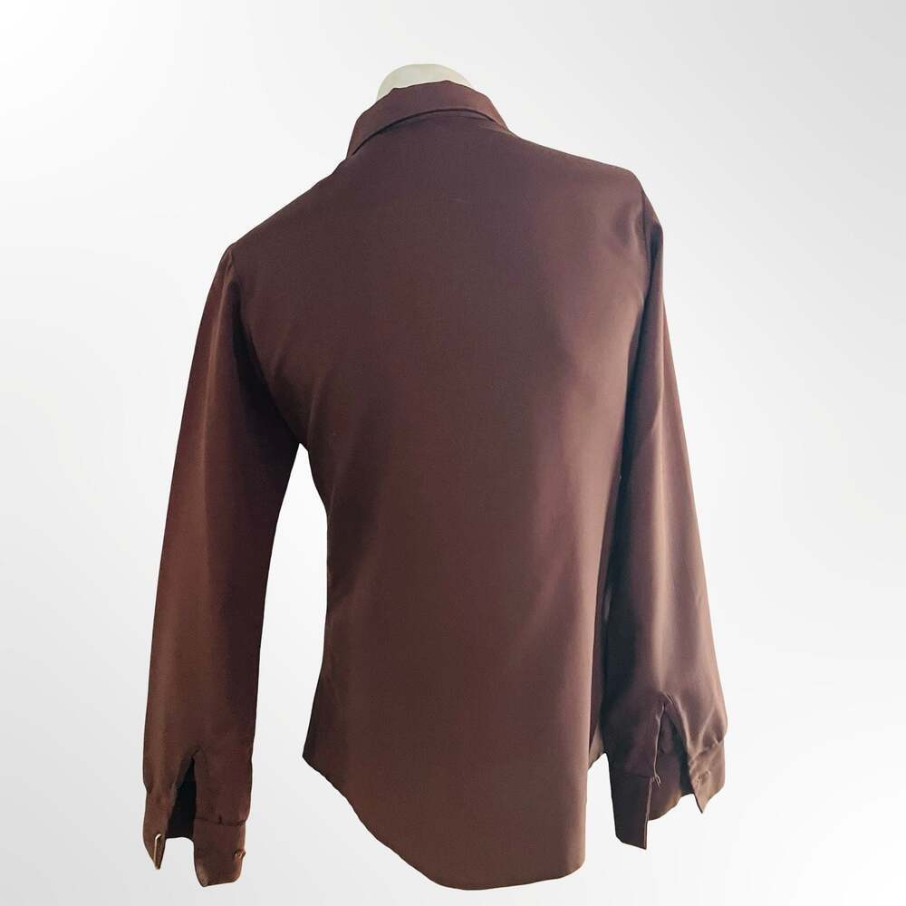 Vintage 70s Lady Arrow Brown Long Sleeve Button Down Shirt Polyester