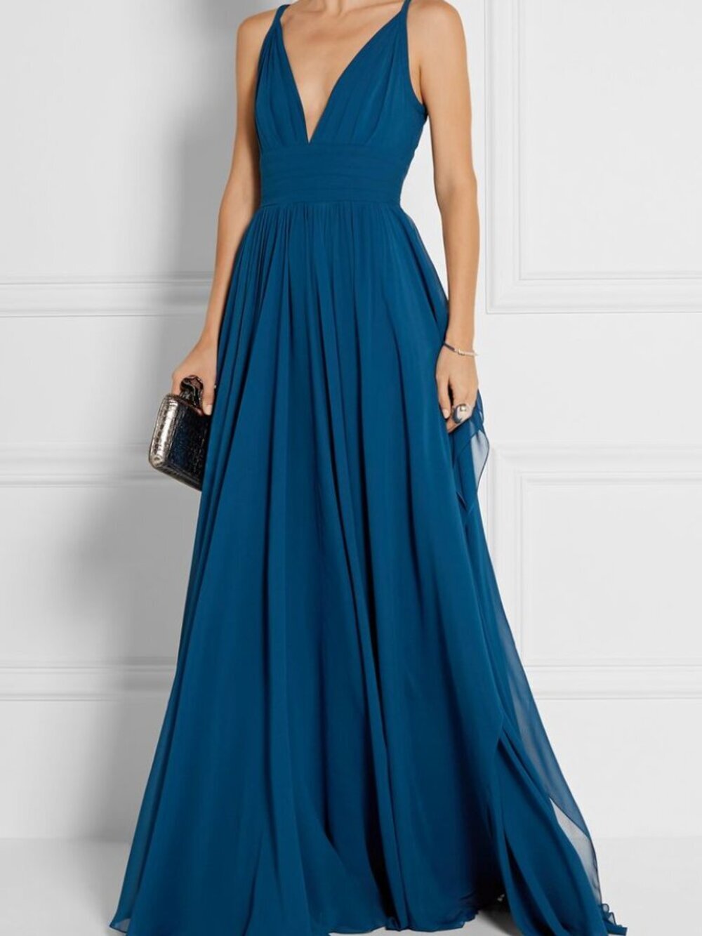 Elie Saab Cobalt silk-chiffon 100% silk - MINT in size S