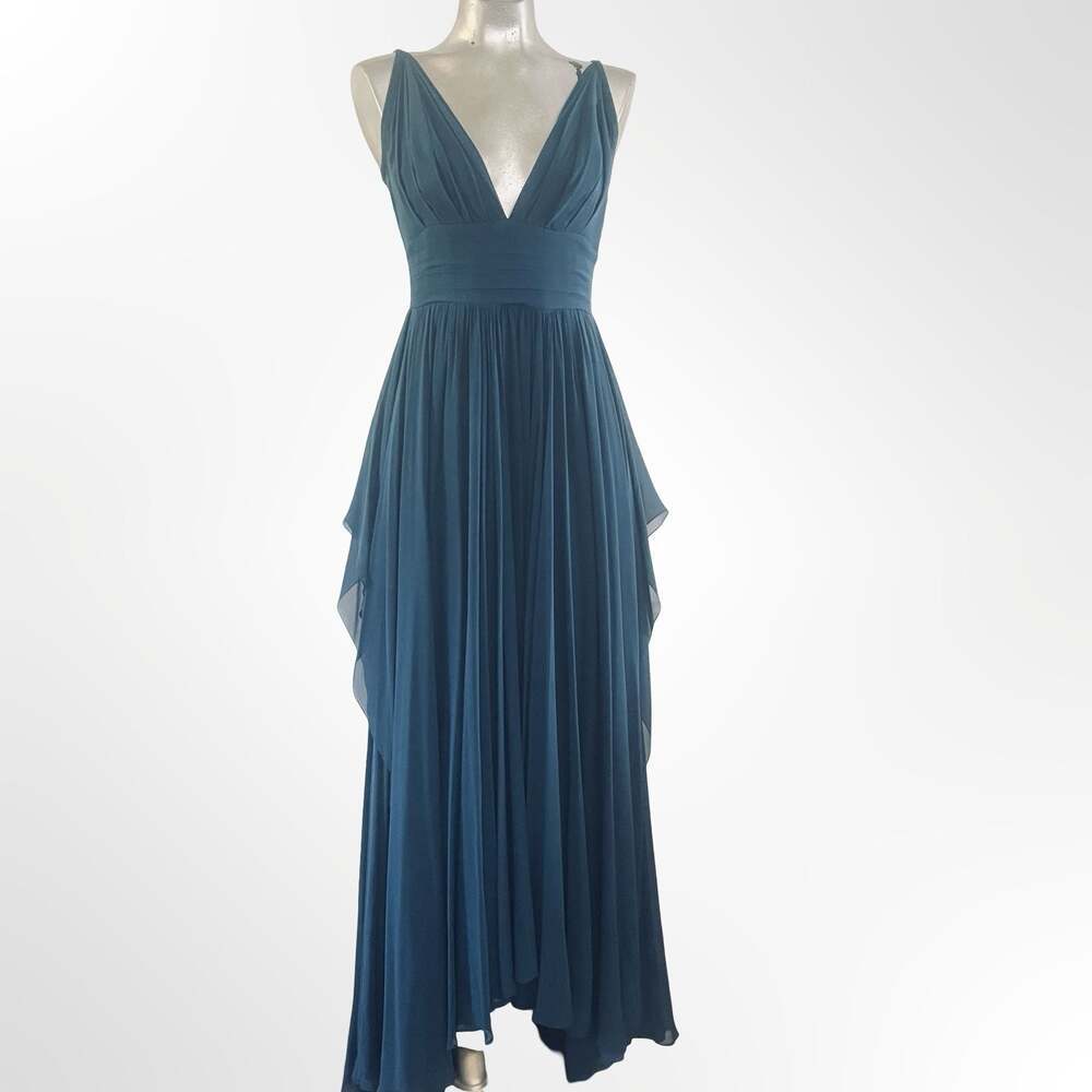 Elie Saab Cobalt silk-chiffon 100% silk - MINT in size S