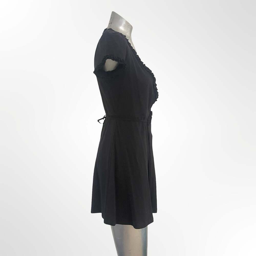 Forever 21 Women's Black Ruffle Trim Wrap Mini Dress
