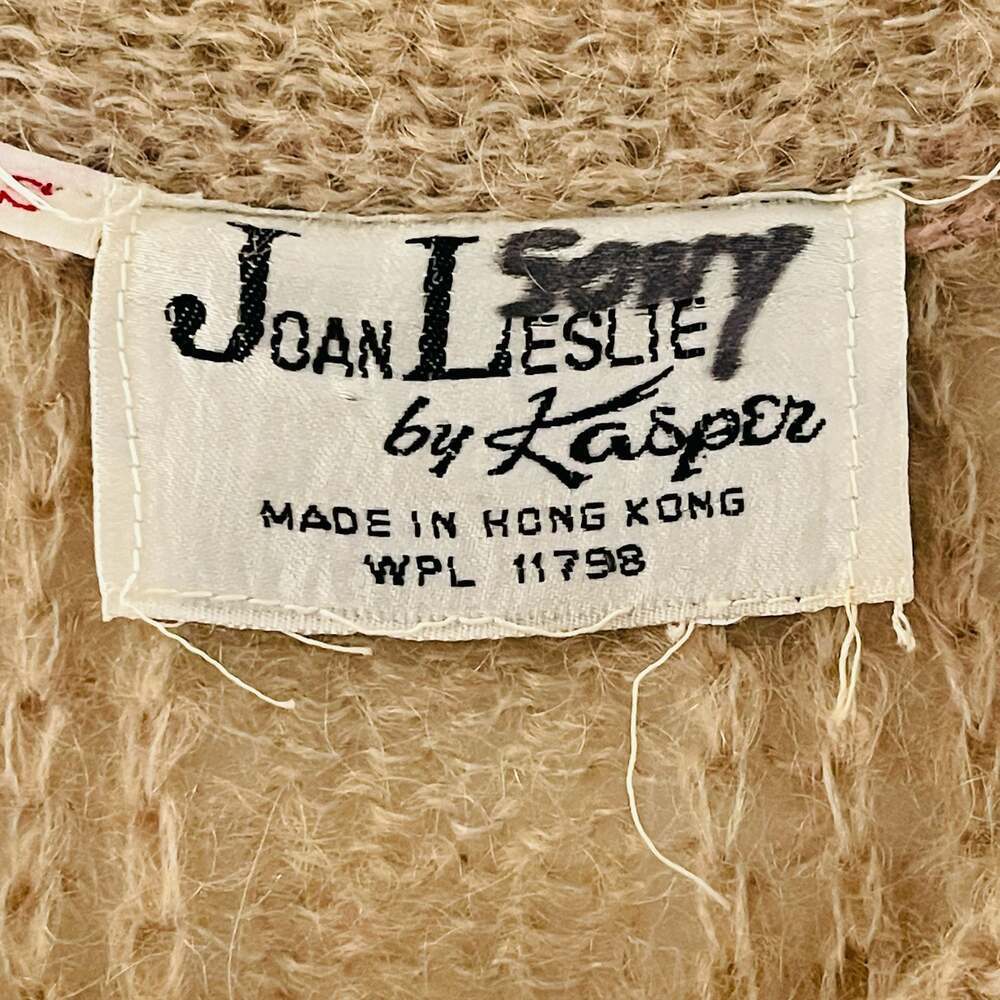 Vintage Joan Leslie by Kasper Knit Sleeveless Cardigan Vest Sweater Beige