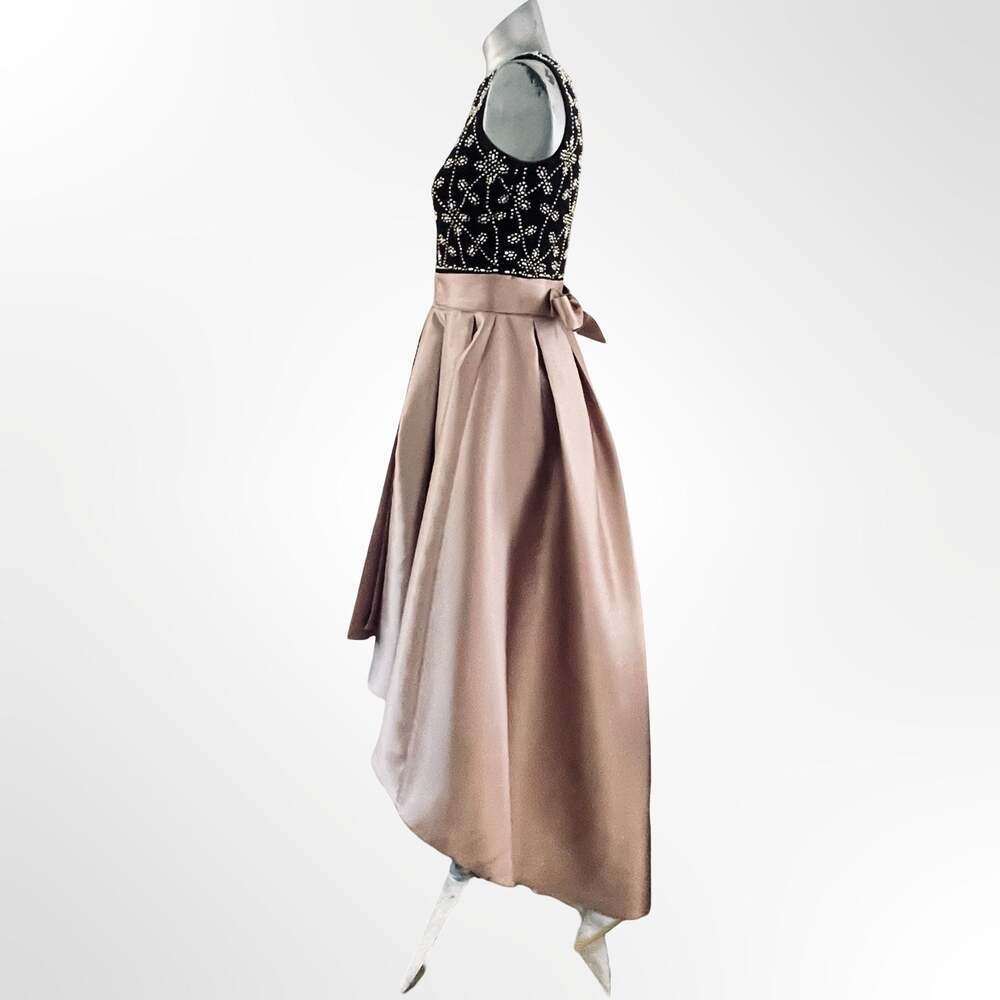 Xscape Sleeveless Beaded Bodice High-Low Satin Party Dress