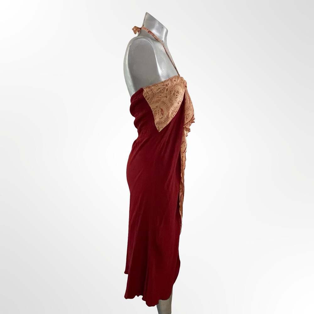 Yoa Red Strapless Dress with Jacquard Weaving