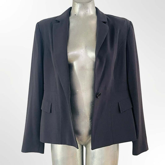 Louben Women's Black Single Button Tailored Blazer Jacket