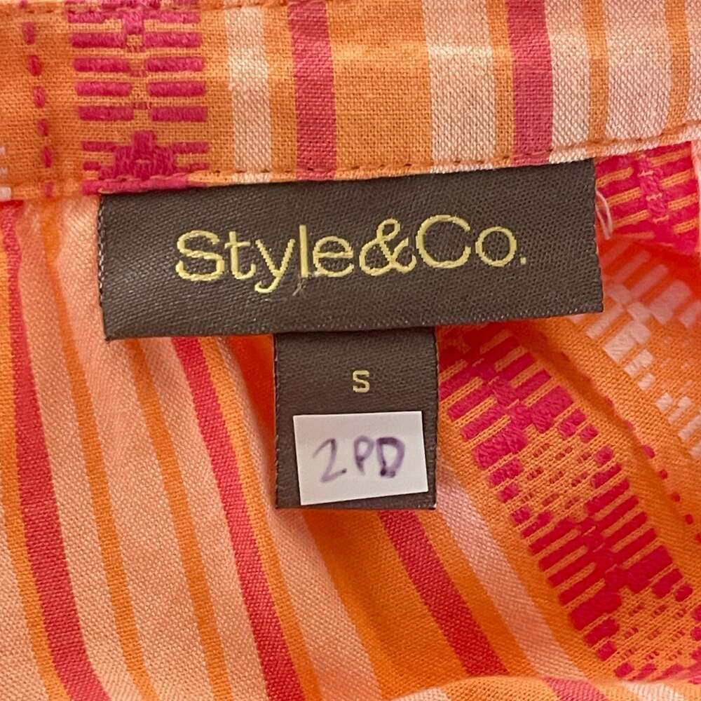 Elegant Style & Co. orange striped peasant blouse