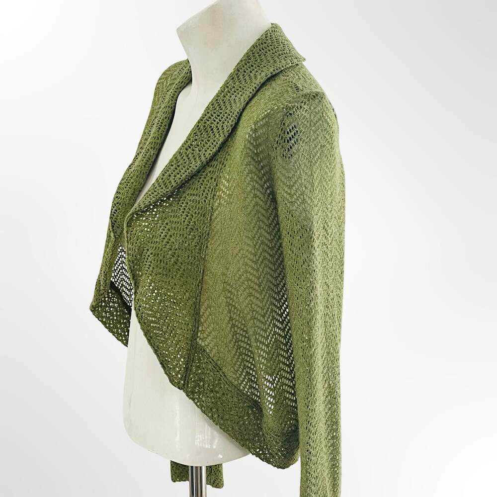 DeCo U.S.A. Olive Green Open Knit Crochet Style Cardigan