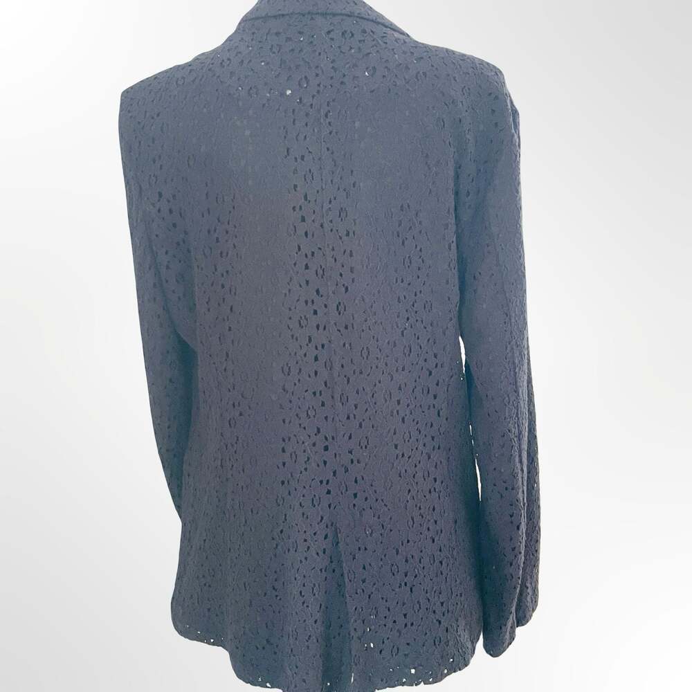 Dana Buchman Women's Black Eyelet Lace One-Button Blazer Jacket