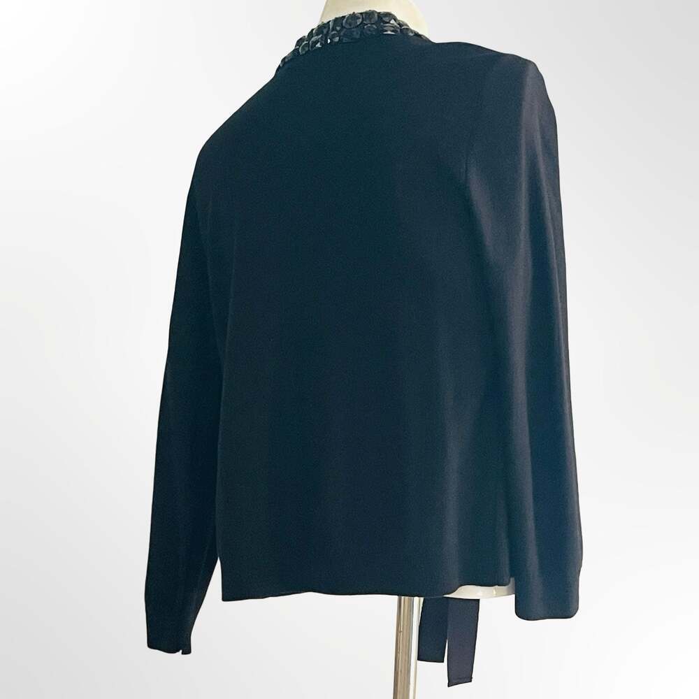 DKNY Donna Karan New York Black Embellished Beaded Collar Cape Cardigan