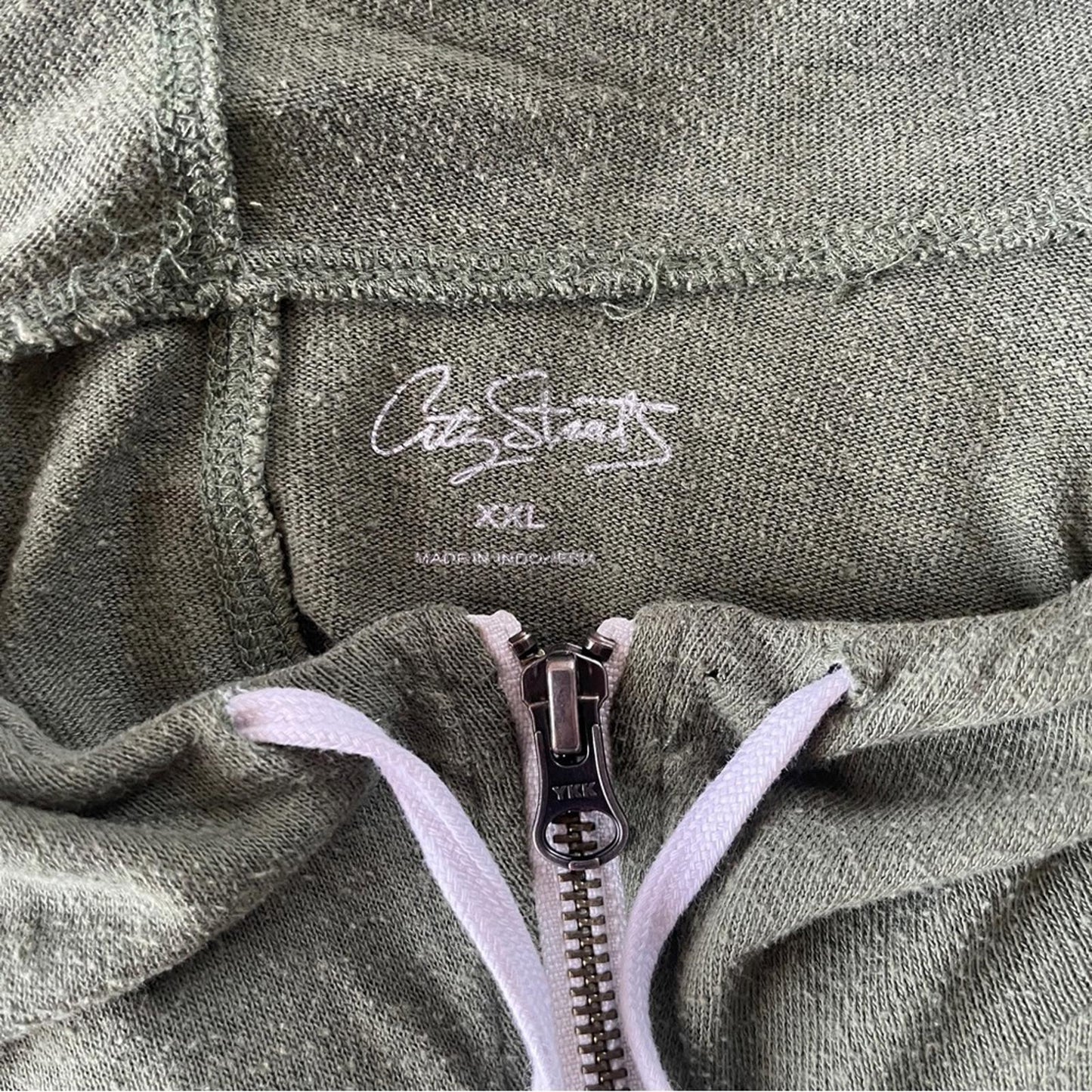 City Stars XXL Olive Green Thin Zip-Up Hoodie