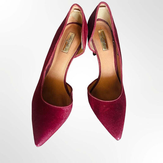 Halogen Burgundy Hair-On Calf Leather Pointed Toe D'Orsay Pumps