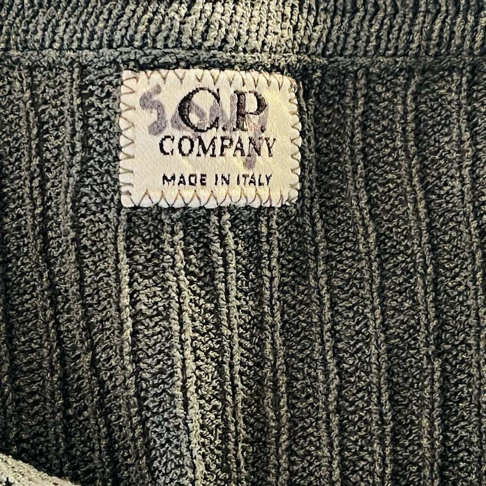 Vintage C.P. Company Full Rib Knitted Cotton Long Sleeve Polo Sweater