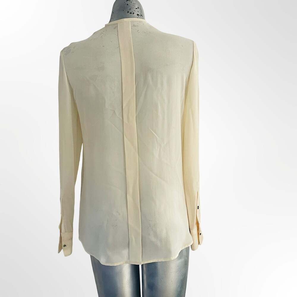 Belstaff Women's Walton Ivory Silk Pleated Studded V-Neck Blouse
