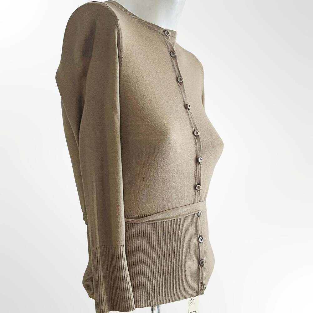 Vintage Brown Knit Tie-Waist Cardigan Sweater