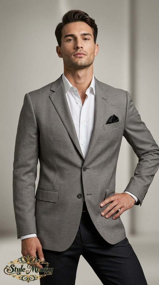 Perry Ellis Men's Grey Micro-Texture Two-Button Sport Coat Blazer
