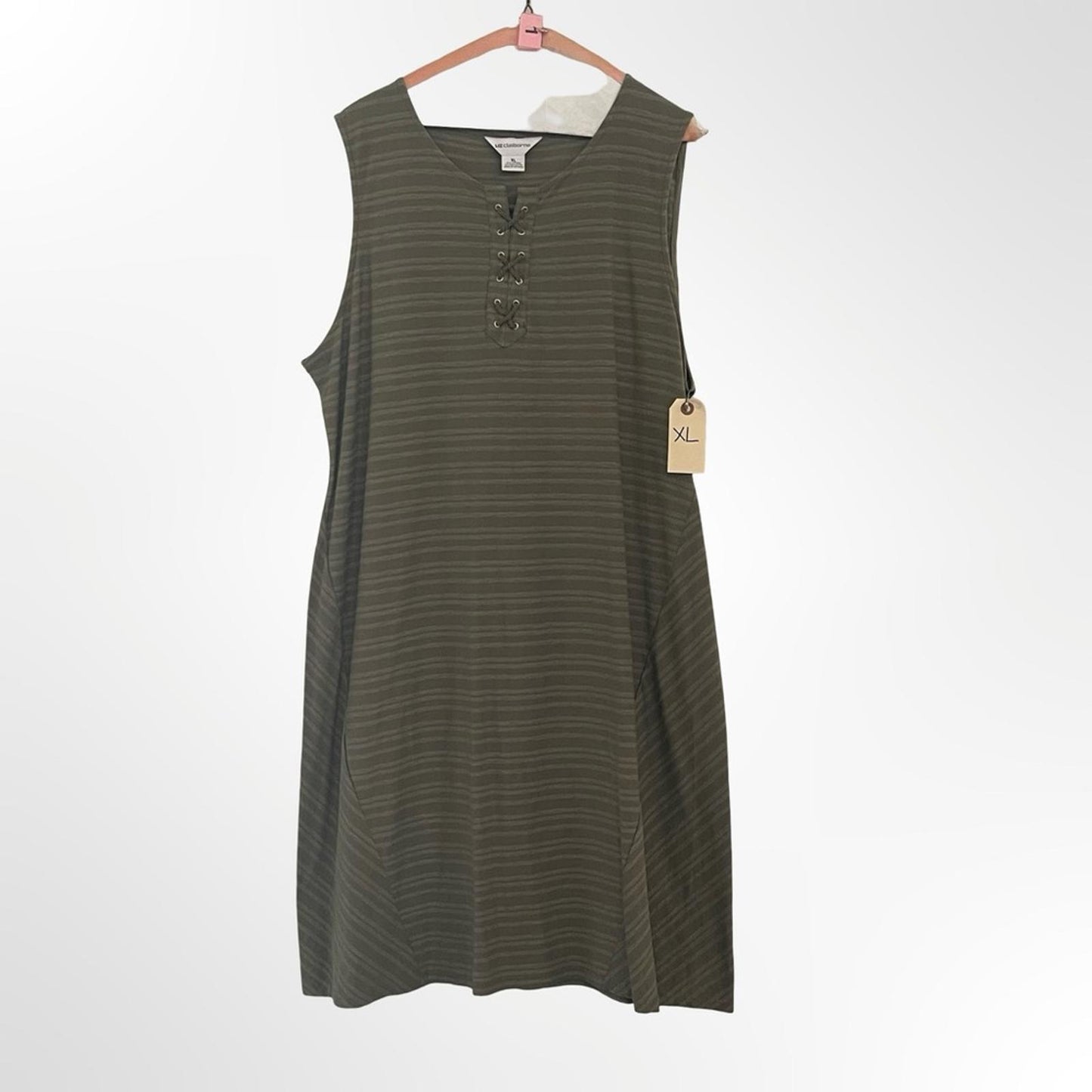 Liz Claiborne Olive Green Knit Top with V-Neck