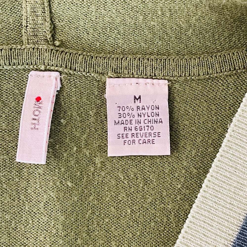 Moth Green Hooded Button-Front Cardigan Sweater with Contrast Trim Size M