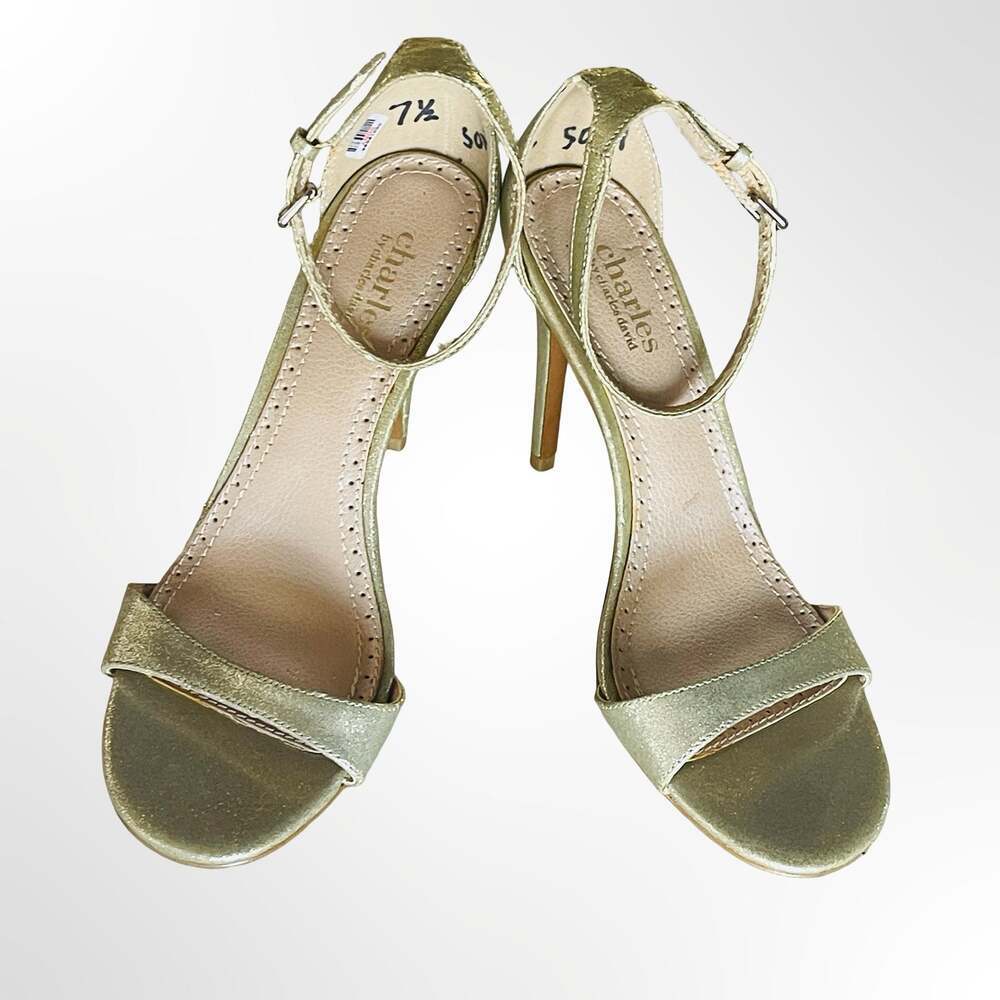 Charles by Charles David Gold Glitter Ankle Strap Stiletto Sandals