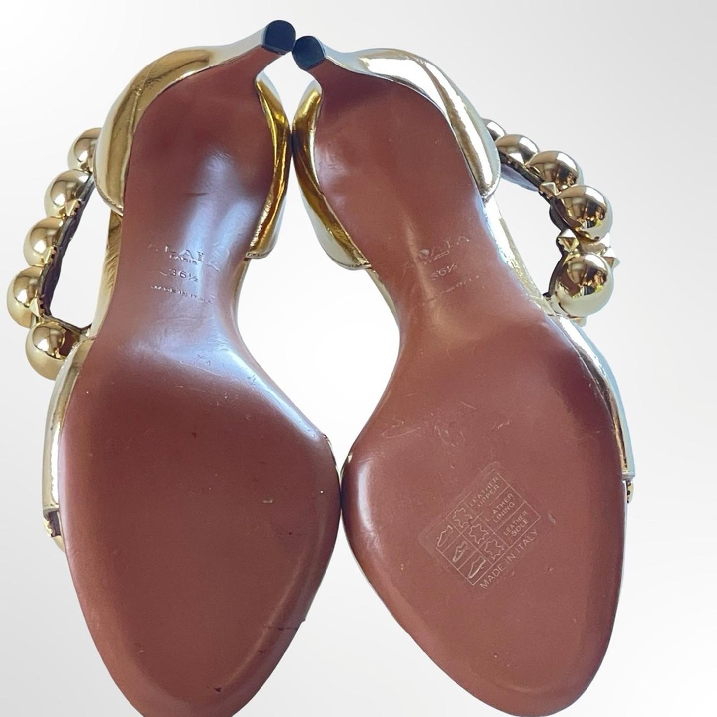 ALAIA La Bombe Elegant Gold Women's Heels NWOT size 6.5