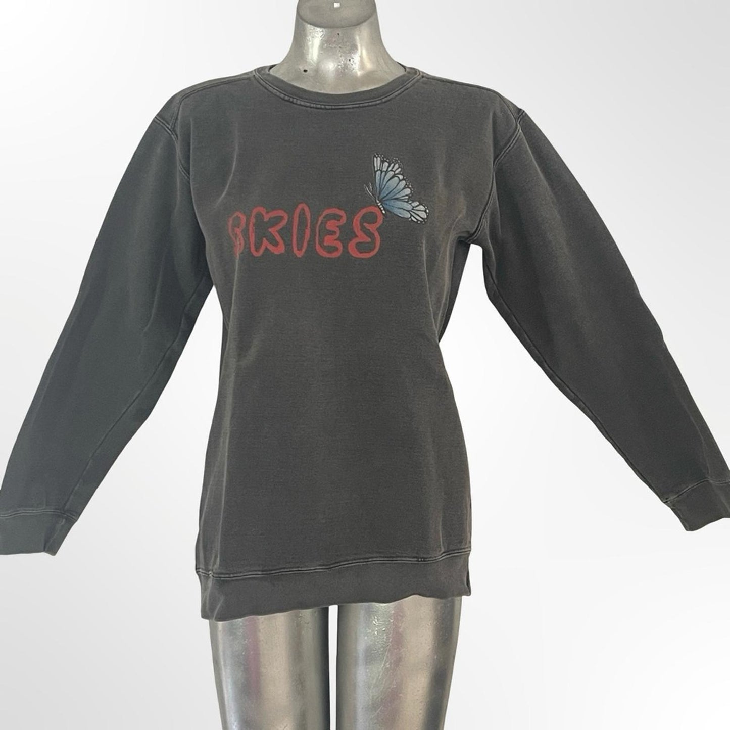 Thick Grey Crewneck Sweater with cool graphics in size M-L